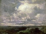 Edward Mitchell Bannister landscape, cloudy sky painting